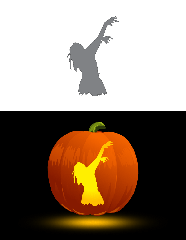 Half Zombie Pumpkin Stencil