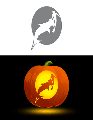 Hammerhead Shark Attack Pumpkin Stencil