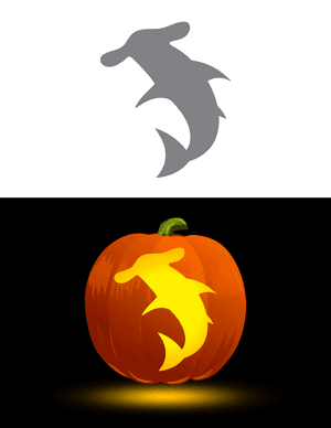Hammerhead Shark Outline Pumpkin Stencil