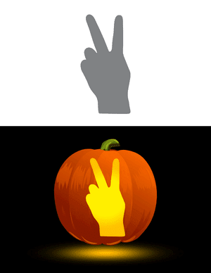 Hand Peace Sign Pumpkin Stencil
