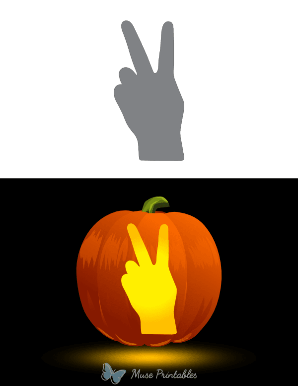 Hand Peace Sign Pumpkin Stencil