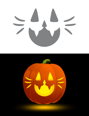 Happy Cat Face Pumpkin Stencil