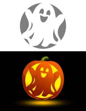 Happy Ghost Pumpkin Stencil