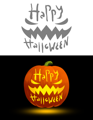 Happy Halloween Jack-O-'Lantern Pumpkin Stencil