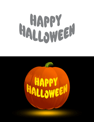 Happy Halloween Text Pumpkin Stencil