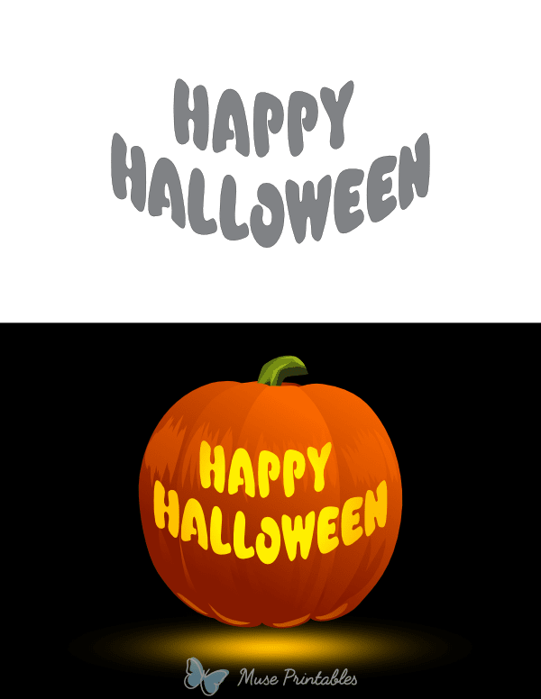 Happy Halloween Text Pumpkin Stencil