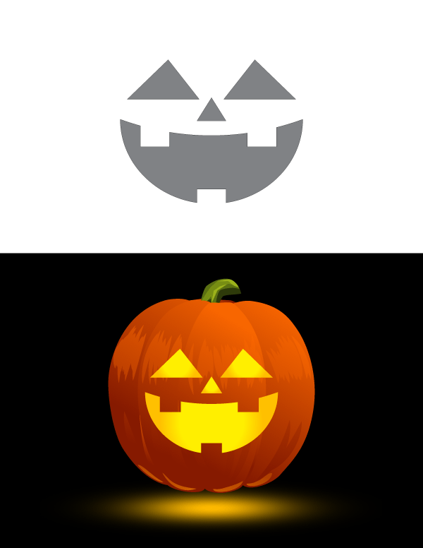 Happy Jack-O-'Lantern Face Pumpkin Stencil