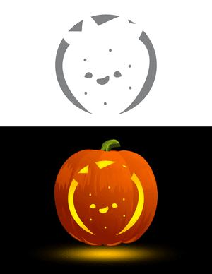 Happy Kawaii Strawberry Pumpkin Stencil