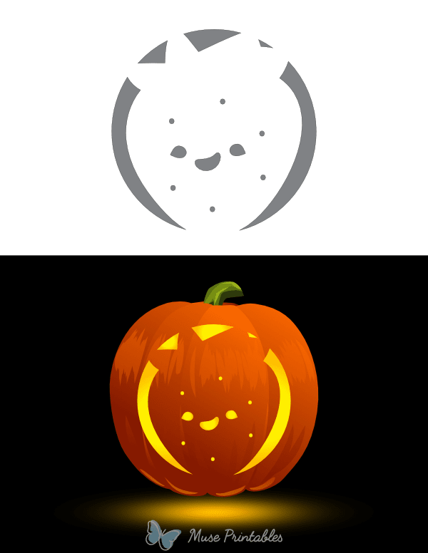 Happy Kawaii Strawberry Pumpkin Stencil