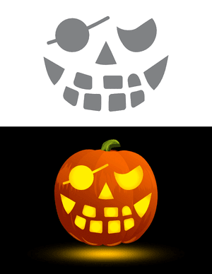 Happy Pirate Face Pumpkin Stencil