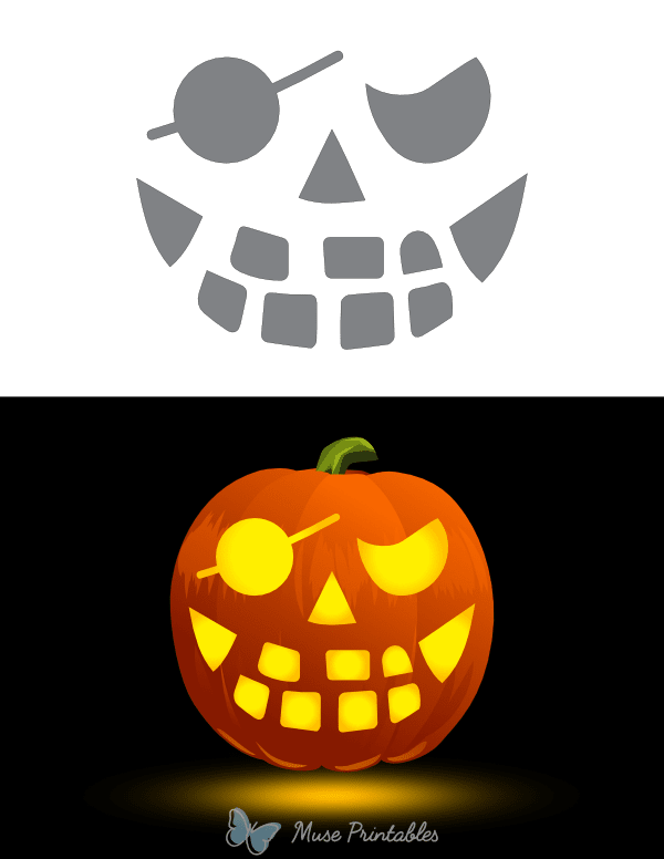 Happy Pirate Face Pumpkin Stencil