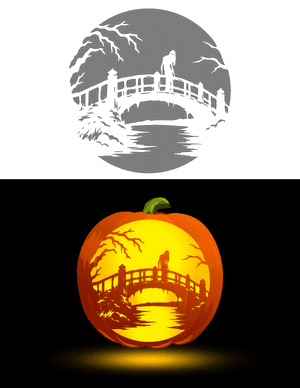 Haunted Bridge Pumpkin Stencil