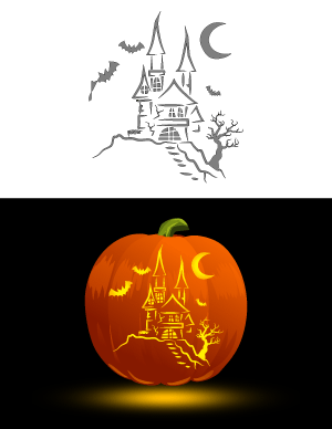 Haunted Castle Pumpkin Stencil