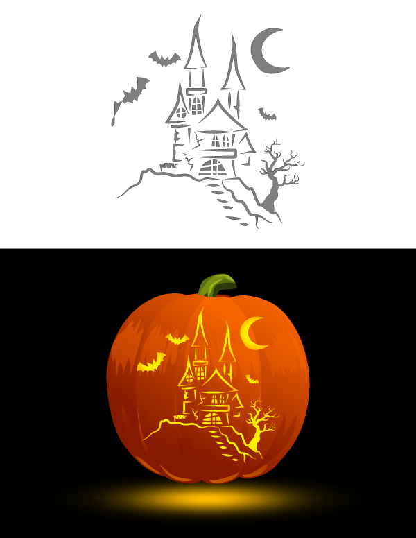 Haunted Castle Pumpkin Stencil