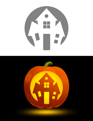 Haunted House Pumpkin Stencil
