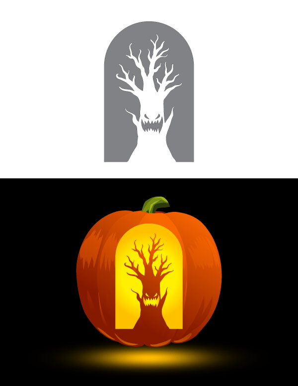 Haunted Tree Pumpkin Stencil
