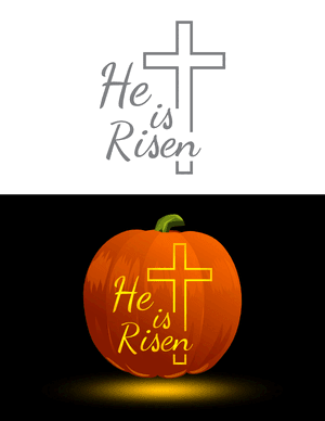 He Is Risen Cross Pumpkin Stencil