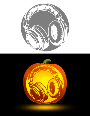 Headphones Pumpkin Stencil