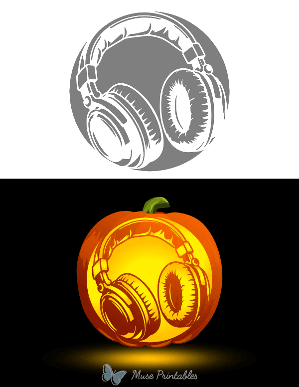 Headphones Pumpkin Stencil