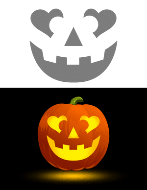 Heart Eyes Face Pumpkin Stencil