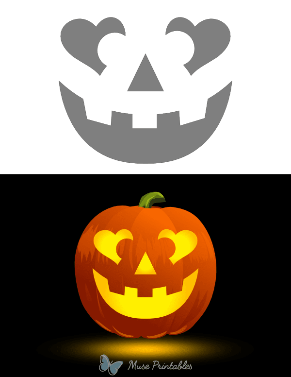 Heart Eyes Face Pumpkin Stencil
