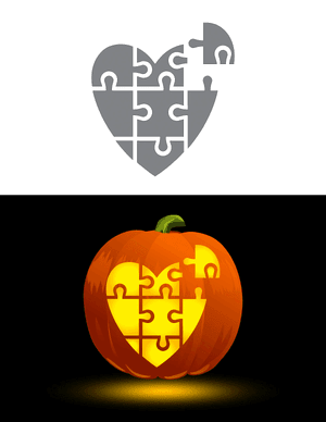 Heart Jigsaw Puzzle Pumpkin Stencil