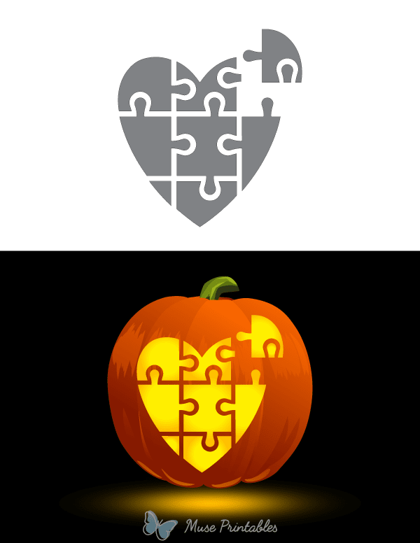 Heart Jigsaw Puzzle Pumpkin Stencil