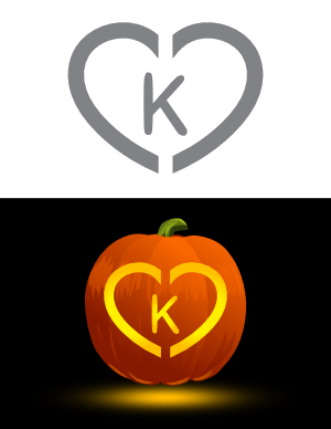 Heart Letter K Pumpkin Stencil