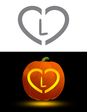Heart Letter L Pumpkin Stencil