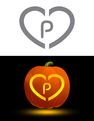 Heart Letter P Pumpkin Stencil
