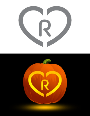Heart Letter R Pumpkin Stencil