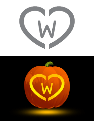 Heart Letter W Pumpkin Stencil