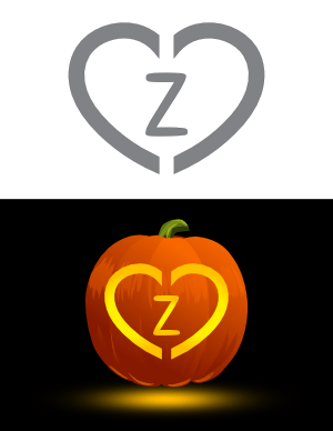 Heart Letter Z Pumpkin Stencil