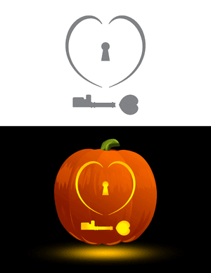 Heart Lock and Key Pumpkin Stencil