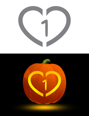 Heart Number 1 Pumpkin Stencil