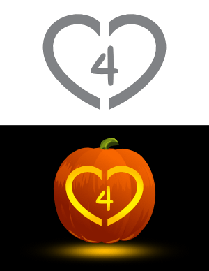Heart Number 4 Pumpkin Stencil