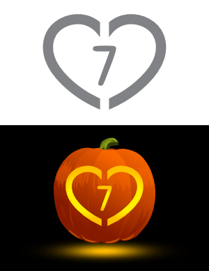 Heart Number 7 Pumpkin Stencil
