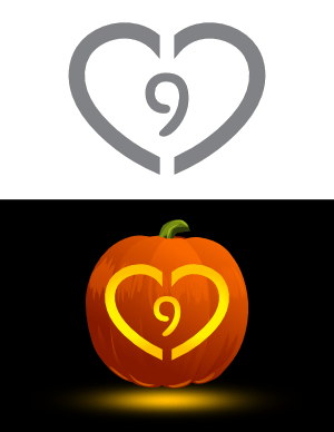 Heart Number 9 Pumpkin Stencil