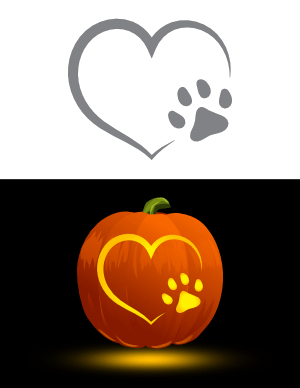Heart Paw Print Pumpkin Stencil