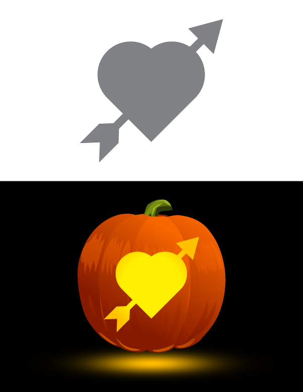 Printable Heart Pierced with Arrow Pumpkin Stencil