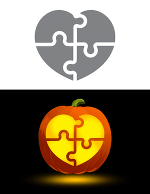 Heart Puzzle Pumpkin Stencil
