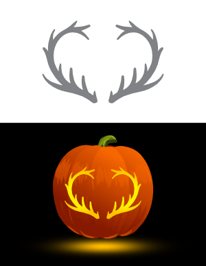Heart Shaped Antlers Pumpkin Stencil