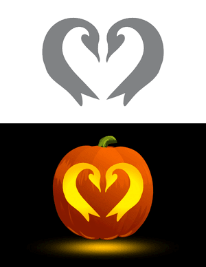Heart-Shaped Penguins Pumpkin Stencil
