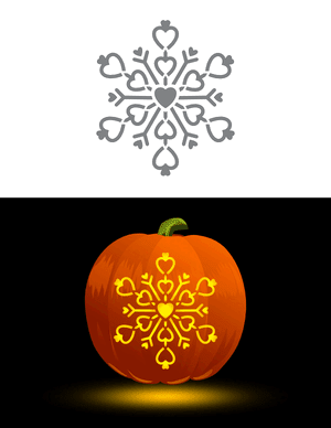 Heart Snowflake Pumpkin Stencil