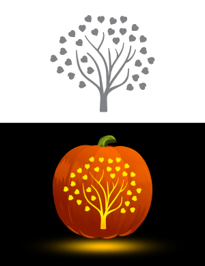 Heart Tree Pumpkin Stencil