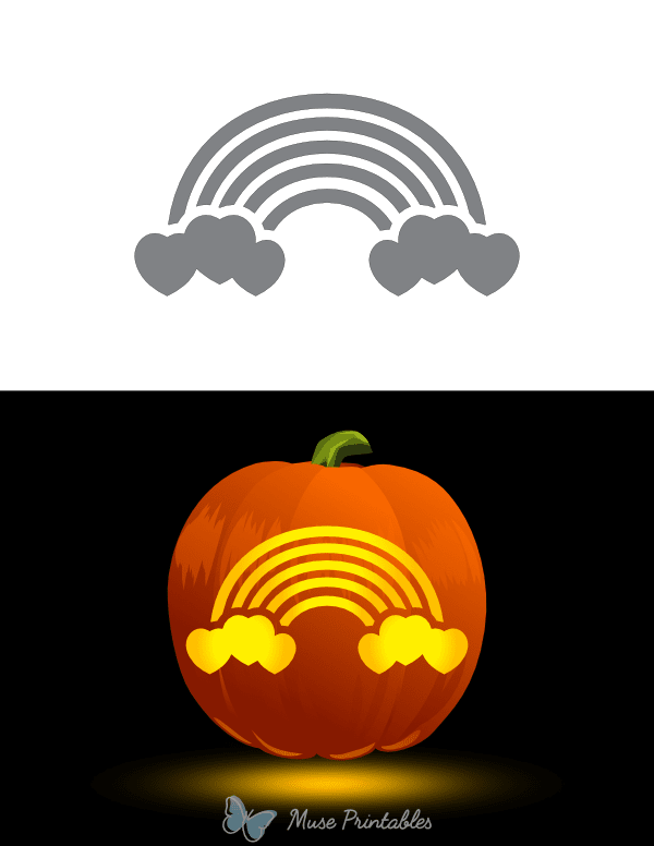 Hearts and Rainbow Pumpkin Stencil