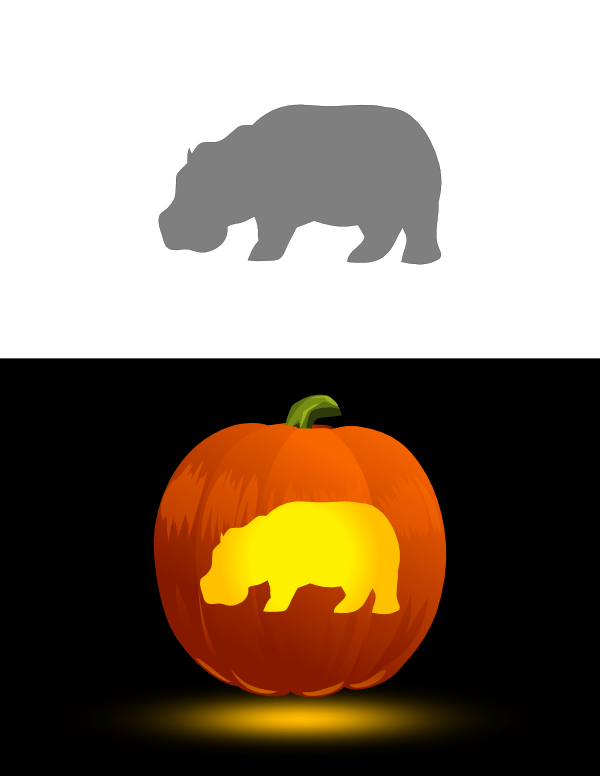 Printable Hippo Pumpkin Stencil