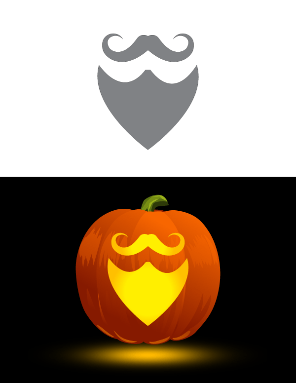Hipster Beard and Mustache Pumpkin Stencil