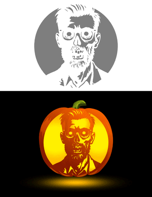 Hipster Zombie Pumpkin Stencil