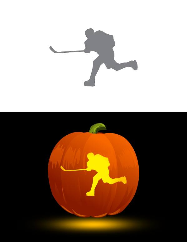 Printable Hockey Slapshot Pumpkin Stencil